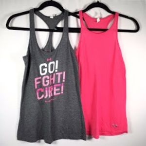 UNDER ARMOUR 2 Tank Lot Breast Cancer Tanks